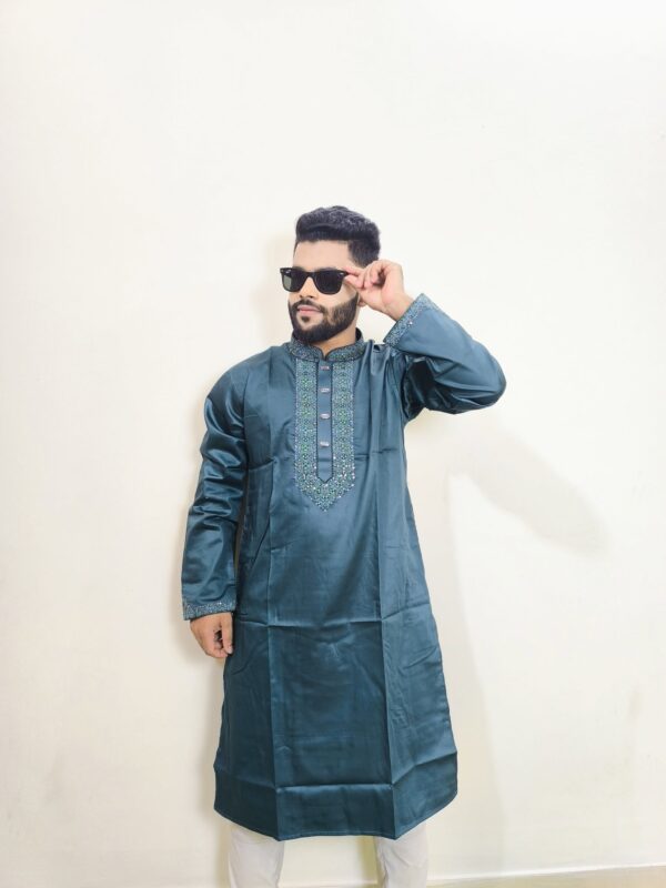 Regular Fit Embroidered Semi-Formal Panjabi - Image 2