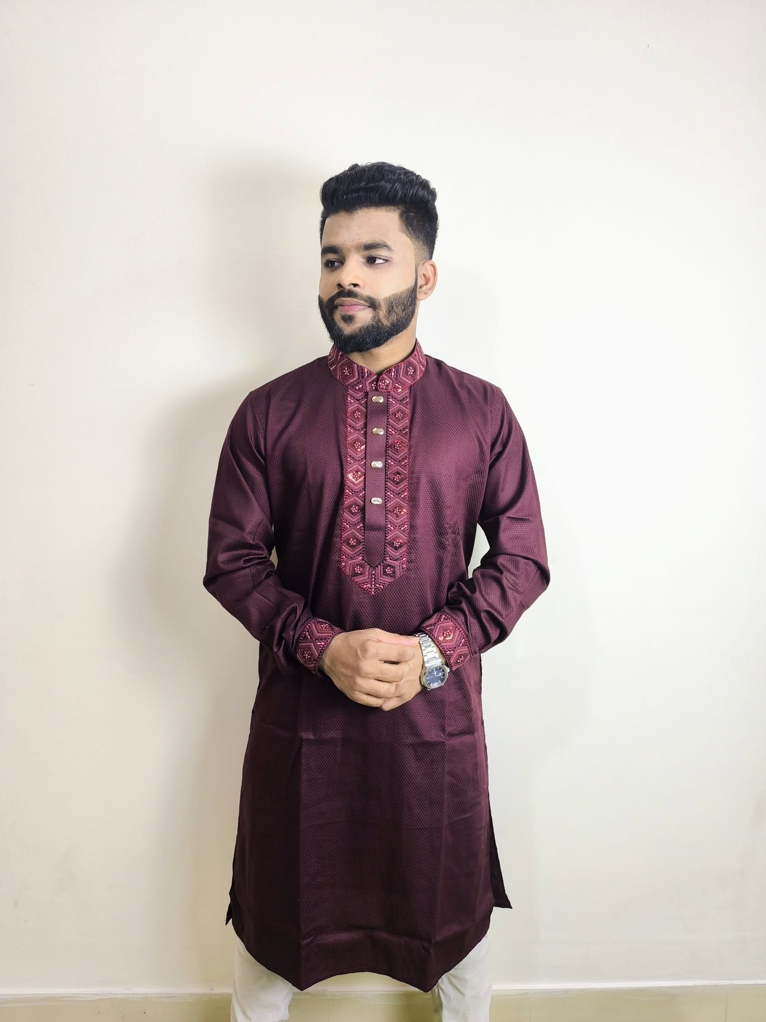 475665726_122103725852743683_4818479512841136726_n Regular Fit Embroidered Semi-Formal Panjabi - Image 3